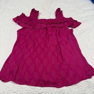 Anthropologie Pink Ruffled Blouse
